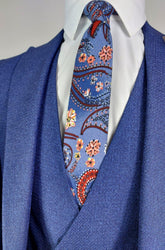 Blauwe stropdas met patroon - Pomandi.com